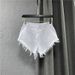 Women's Clothing Fashion Low Waist Shorts Women's Raw Edge Pants New Summer White Jeans Ripped A Line Hot Pants Trend_ecoleips.com