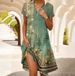 Women's Clothing Summer New Women's Round Neck Short Sleeved Long Skirt Bohemian Printed Dress Female_ecoleips.com