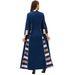 Robe Clothing Sequin Embroidery Splicing Striped Abaya Muslim Robe_ecoleips.com