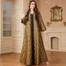 Elegant V Neck Long Dress for Women New Fashion Jacquard 4153 Cross Border Style with Long Sleeves_ecoleips.com