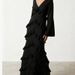 Elegant Slim Fit Long Sleeve V Neck Mesh Dress For Women Casual Formal Occasion Versatile Womens Sheer Mesh Bodycon Long Dress_ecoleips.com