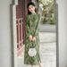 2025 Autumn/Winter New Chinese Style Stand Collar Beaded Mesh Jacquard Fleece-Lined Cheongsam Dress LX2649_ecoleips.com