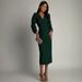 2024 New Autumn/Winter Solid Color Long Sleeve Elegant V-Neck Evening Dress With Slit_ecoleips.com