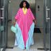 Women's V Neck Striped Long Dress Fashionable European And American Style Spring New Loose Fit_ecoleips.com