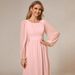 Elegant Chiffon Bridesmaid Dress - Long Sleeve Formal Evening Gown For Women Sexy & Classy Floor-Length Wedding Party Dress_ecoleips.com