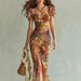 Elegant V-Neck Wrap Dress With Floral Hem – Feminine & Flowy Spring Dress For Women_ecoleips.com