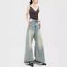 2024 Spring/Summer New Vintage Washed Denim Jeans For Women, American Style Loose Design, Slimming, Floor-Length_ecoleips.com