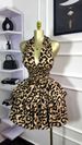 K New Sleeveless Hanging Neck Leopard Print Waist Cinched Pleated Puffy Short Dress. No Necklace_ecoleips.com