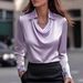 Women's Simple Printed Swing Collar Shirt Temperament Top_ecoleips.com