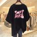 Women's Oversized Cotton T-Shirt Soft Breathable Casual Top with Letter Print for Summer Streetwear And Daily Wear_ecoleips.com