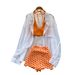 Women's Elegant Three Piece Bikini Set Resort Style Summer Orange Floral Dress with Sun Protection Cardigan Hot Girl Swimwear_ecoleips.com