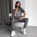 New Casual European And American Style Suit Women's Fashion Printed Short-sleeved T-shirt Sports Lace-up Pants 2-piece Set_ecoleips.com