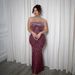 Women's Rhinestone Evening Dress - Sleeveless Bodycon Midi Dress With Glitter Mesh & Stretch Fabric_ecoleips.com