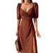 Women's Elegant French Deep V Side Slit Midi Dress – Summer Sophisticated Gown 2026_ecoleips.com