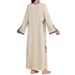 Middle Eastern Cross-border Muslim Women's Geometric Print V-neck Robe, Arabian Ethnic Style Dress, Foreign Trade_ecoleips.com