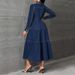 Women’s Clothing Simple And Elegant Cardigan Long Sleeved Long Denim Dress Source_ecoleips.com