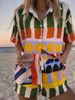Summer Vacation Style Women's Clothing Set Printed Collared Short Sleeve Shirt And Shorts_ecoleips.com