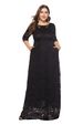 Plus Size Women's New Evening Dress Long Skirt Hollow Short Sleeve Lace Pocket Dress_ecoleips.com