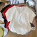Women's Western Style Ice Silk Knit Sweater Simple V Neck Short Sleeve T Shirt Korean Style Summer Top Real Shot Spot_ecoleips.com