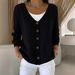 Elegant V-Neck Button Cardigan For Women - Lightweight Knit Sweater With Relaxed Fit, Versatile Layering Piece (S-5XL, 7 Colors)_ecoleips.com