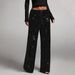 Glitter Wide Leg Pants With Drawstring - Stretchy High Waisted Trousers For Women, Trendy Casual & Party Wear_ecoleips.com