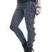 Women's Punk Style Skinny Jeans High Elasticity Side Cross Tie Up Eyelets Studded Clothing For Girls_ecoleips.com