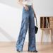 High-waisted Wide-leg Pants Women's New Summer 2026 Fashion Temperament Versatile Hollow Lace Patchwork Denim Drape Pants_ecoleips.com