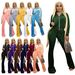 European American Style Women's Clothing Set On .: Solid Color Long-sleeve Sexy Cropped Cardigan And Flared Pants_ecoleips.com