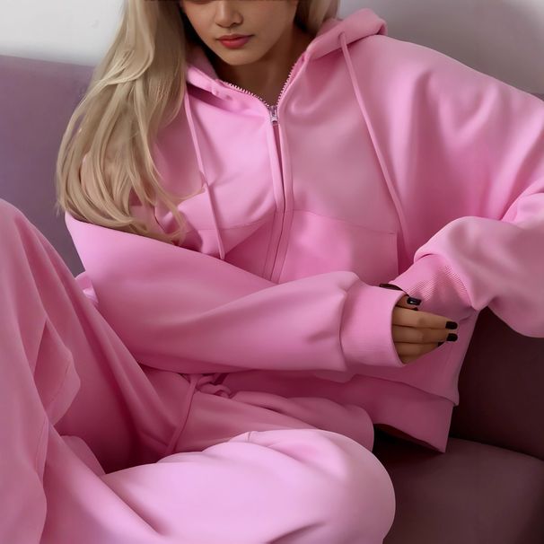 Women's Casual Hooded Sweatshirt And High-Waisted Jogger Pants Set, Soft Two-Piece Loungewear Outfit_ecoleips.com