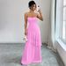 "Strapless Elegant Cake Dress For Women - European & American Style Party Wear, Flattering Fit, Breathable Polyester_ecoleips.com