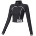 Women's Clothing New Elastic Tight Fitness Tops Women's Half Zip Stand Collar Sports T Shirt_ecoleips.com