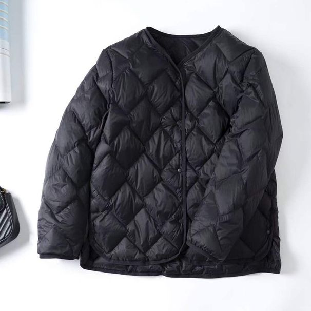 Women's Lightweight Quilted Down Vest Jacket - White Duck Feather Filling, Slim Fit, V-Neck, Casual Outerwear For Autumn & Winter_ecoleips.com