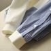 Asymmetrical Striped Contrast Panel Drop Shoulder Batwing Sleeve Relaxed Fit Round Neck Pullover Sweatshirt For Women_ecoleips.com