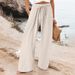 Women's Clothing New Loose Casual Trousers Solid Color Drawstring Bohemian Beach Pants_ecoleips.com