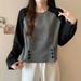 European And American Style Color-blocked Round-neck Sweatshirt Without A Hood For Women, Autumn Versatile Korean_ecoleips.com