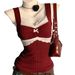 Cross-border Clothing Y2K Style Women's Camisole With Lace Trim And Bow Decoration, Sleeveless Slim-fit Outerwear Top_ecoleips.com