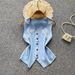 Women's Retro Style Rhinestone Studded V Neck Vest Heavily Embellished 3D Butterfly Floral Button Summer Top_ecoleips.com