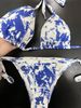 2026 Women's Swimsuit Fashion Silk Star Same Style Seaside Pool Printed High Waist Strap Bikini_ecoleips.com
