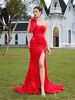 Women's Clothing New Elegant Sexy One Shoulder Slit Party Dress Sequined Bow Celebrity Party Evening Dress_ecoleips.com