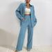 2025 Spring And Autumn Women's Solid Color Draped Loose Smooth Pleated Casual Two-Piece Set_ecoleips.com