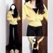 Yellow Short Hooded Sweatshirt Jacket For Women, New Winter Style, High-end Cardigan, Slim-fit Waist Top, Korean-style_ecoleips.com