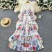 Women's French Style Floral Print Dress V Neck Long Sleeve Fitted Waist A Line Skirt Elegant Long Dress For Commuting Spring_ecoleips.com