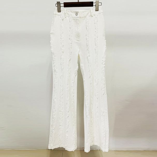 Women's Clothing Star Fashion Thickened Shoulder Pad Tassel Edge Denim Jacket Coat Jeans_ecoleips.com