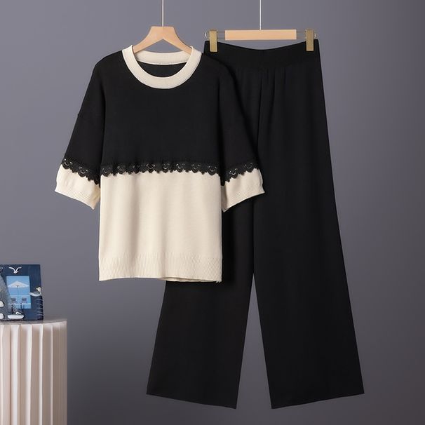 K Small Niche Design, Fashionable And Stylish Color Blocking Splicing Set, Fashionable Knitted Suit With Stylish And Stylish Style_ecoleips.com