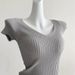 Women's Clothing Breathable Ribbed Knit Top – Flattering V-Neck Short Sleeve Blouse For Women_ecoleips.com