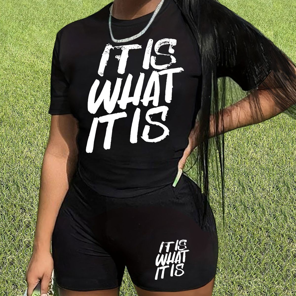 Women's Printed Casual Two Piece Set Short Sleeve Spring Summer Short Shorts_ecoleips.com