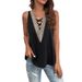 Women's Sexy Hollow out V-neck Sleeveless Casual Tank Top Loose Solid Top_ecoleips.com