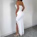 "Elegant Strapless Slit Dress For Women - Solid Color Bodycon Dress With Fitted Waist, Perfect For Evening Parties & Special Occasions"_ecoleips.com