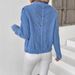 European American Cross-border Autumn And Winter Solid Color Buttoned Hollow-out Women's Knitted Cardigan_ecoleips.com