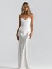 New European And American Women's Clothing Fashion Solid Color Fish Bone Waist Slim Dress Skirt, Drape Streamer Fish Tail Dress_ecoleips.com